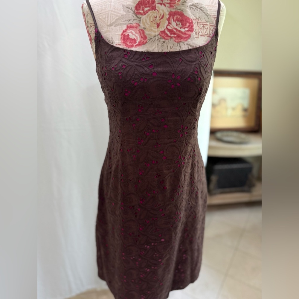 Ann Taylor Brown and Pink Floral Midi Dress